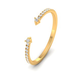 Alliance ouverte délicate en or jaune 18K 14K 10K avec diamant de laboratoire certifié IGI pour bague de Women-DS0440 - Product Image 2