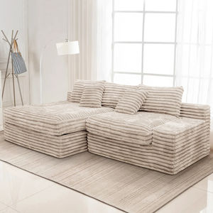 Sofá Cama en Forma de L Convertible Moderno de 76 Pulgadas con Respaldo de Tela y Cojín Tipo Nube para Sala de Estar u Hotel, Empaquetado al Vacío con 80% de Compresión - Product Image 6