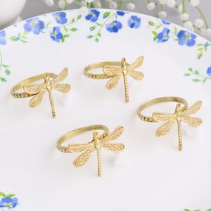 ชุดที่ใส่ผ้าเช็ดปากลายแมลงปอหรูหราทำด้วยมือทองเหลืองอินเดียรูปปั้นตกแต่งโต๊ะในบ้าน4ชิ้น NHL-18เป็นของขวัญ - Product Image 4