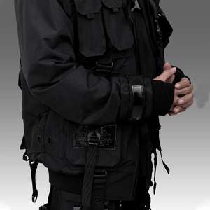 2026 Wholesale Custom Techwear Fashion Jacket for Men Breathable Black Hooded Waterproof Streetwear Windbreaker Jacket for Men - Product Image 5