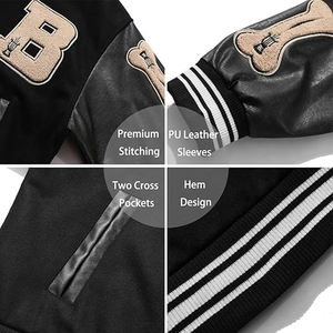 Veste universitaire décontractée unisexe personnalisée, haute qualité, broderie en chenille PU, manches en laine, coupe oversize, hiver, style baseball, Letterman - Product Image 6