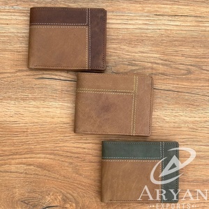 Cartera de hombre de cuero auténtico 100%, tarjetero, el mejor regalo para hombre, bolsillo de dinero de carbono hecho a mano - Product Image 1