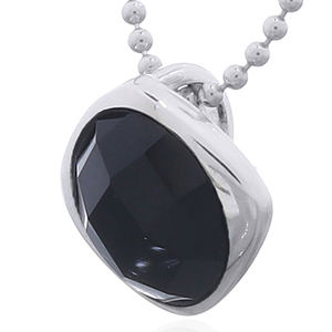 Pendentif carré intemporel en argent sterling avec accent en agate noire - Product Image 2
