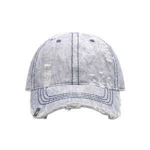 Gorra de béisbol de 5 paneles con tirantes ajustable de alta calidad para hombre, lavado ácido, logotipo bordado personalizado, sombrero deportivo con estampado desgastado - Product Image 1