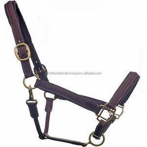 Nouveau design durable bord cousu cuir rembourré licou disponible en cuir véritable noir ou marron boucle et anneau en laiton - Product Image 6