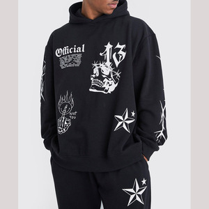 <b>Men</b> Oversized Tracksuit with Hoodie and Joggers <b>Pant</b> Soft Fleece Lined Printed Sweat Set for <b>Lounging</b> or Travel - Product Image 2