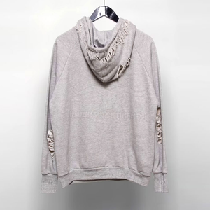 2025 Top haute qualité confortable hommes en détresse à capuche 100% coton fait à manches longues de haute qualité en détresse à capuche pour unisexe - Product Image 2