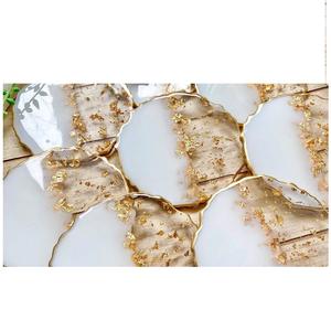 Custom Angel Agate Resin Coaster with Real Dried Pressed Flowers <b>Waterproof</b> & Durable Home Decor <b>Mat</b> From India - Product Image 2