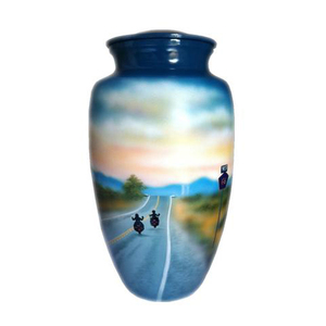 Rouler sur la route moto peinte urne de crémation adulte pour fournitures funéraires commémoratives urnes en aluminium - Product Image 1