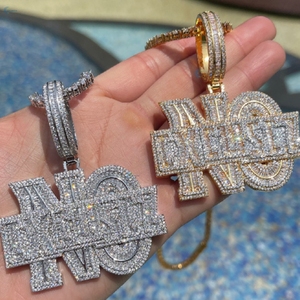 Luxury NO EXCUSES <b>Pendant</b> With Full Iced Out Moissanite Hip Hop Bling <b>Necklace</b> Gold Plated Custom <b>Name</b> <b>Pendant</b> For Men - Product Image 2