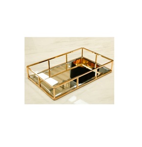 Plateau en métal et miroir de pièce maîtresse avec un attrait artistique et une grande surface idéale pour la décoration de mariage et les événements - Product Image 1