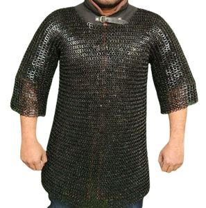 Cota de malla Medieval Hauberk camisa de media manga ligera de acero suave anillo remachado plano anticuado moderno recreación artesanía de Metal - Product Image 1