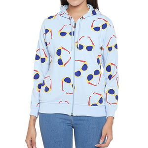 Sweats à capuche en tricot personnalisés pour femmes, 100% coton, respirant, séchage rapide, streetwear, fermeture éclair, pas cher - Product Image 1