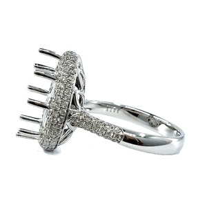 Bijoux de production rapide, belle qualité supérieure, or blanc massif 18 carats, diamant naturel taille brillant, demi-monture classique pour mariage - Product Image 2