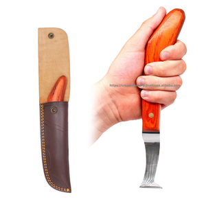 Cuchillo de pezuña de herrador de hoja recta con mango de madera Premium recto con hoja afilada para recortar animales de granja logotipo personalizado - Product Image 1