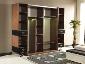 Juego de dormitorio de lujo Wezir, cabecero iluminado, cama King Queen, armario con espejo, muebles modernos de madera turca, hogar y Hotel - Product Image 2