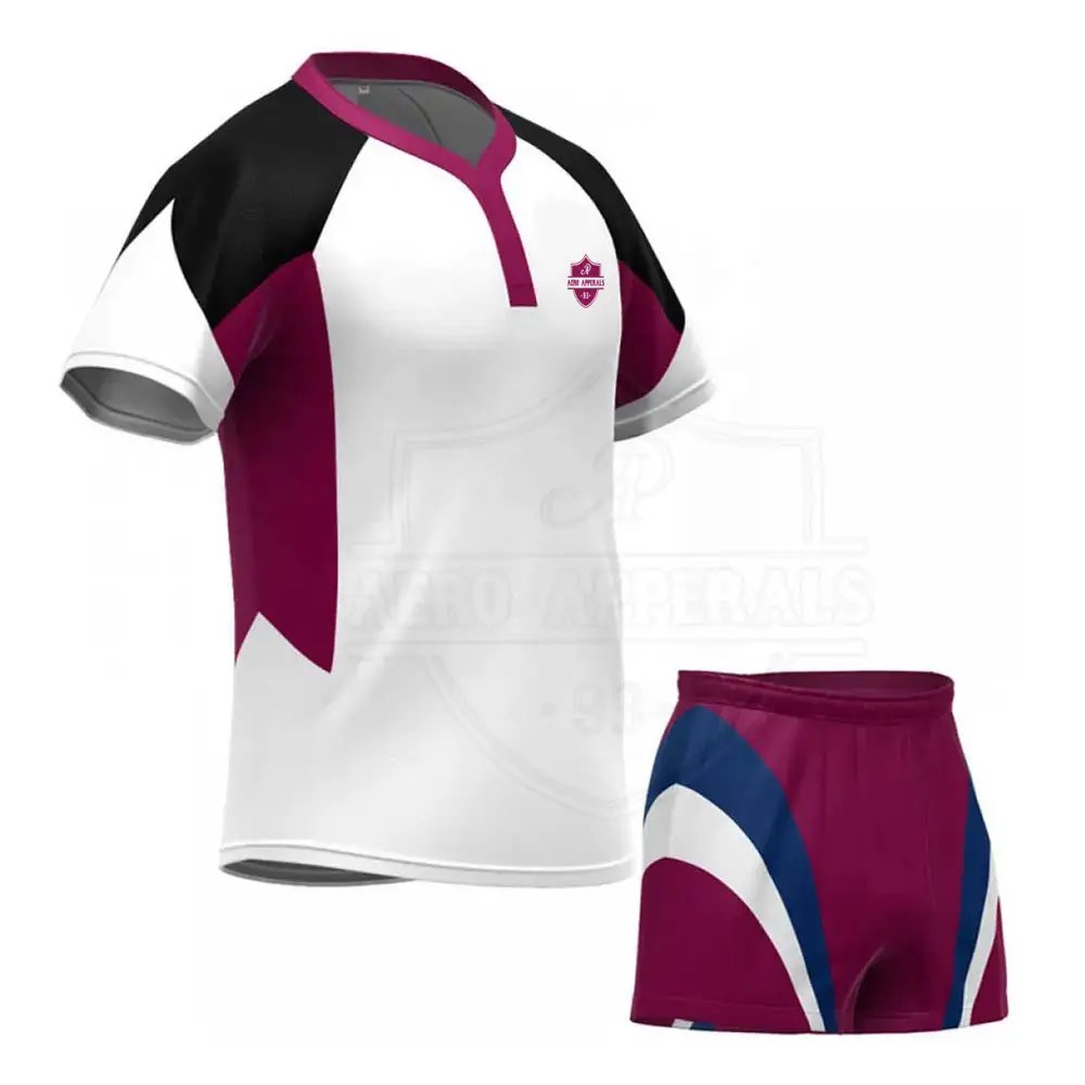 Últimas Design Uniforme Rugby Projetar Seu Próprio Rugby Jersey E Shorts Sublimação Durável Manga Curta Rugby Uniforme para Adultos