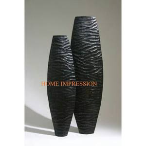 Merveilleux Design Moderne Martelé Noir Poli En Aluminium Fleur Vases Pots Table Ware pour Salon - Product Image 3