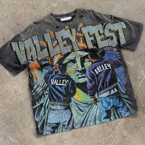 Camisetas para hombre, ropa informal personalizada, camisetas lavadas con ácido Vintage de gran tamaño de alta calidad, camiseta personalizada con LOGO DTG, camiseta con diamantes de imitación - Product Image 1