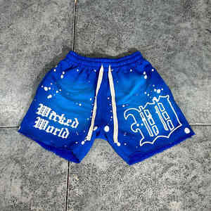 Pantalones cortos de algodón lavados con ácido y piedra con parche bordado de gran tamaño descolorido informal personalizado para hombre - Product Image 3