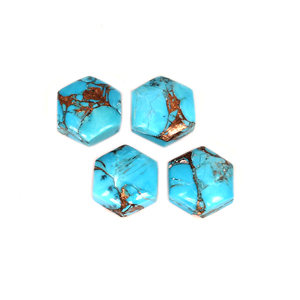 MOHAVE cuivre bleu TURQUOISE 10x10mm forme hexagonale dos plat 17.00cx. LOT de pierres - Product Image 3