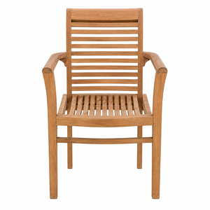 Outdoor <b>Dining</b> Modern Solid Teak Wood Stackable Juno <b>Stacking</b> Armchair Space Saving Patio Garden Hotel Resort Furniture B2B - Product Image 2