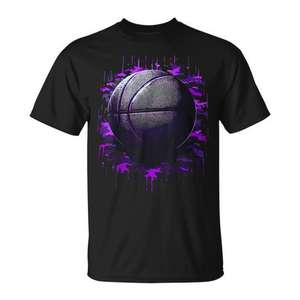 Camiseta Deportiva con Gráfico de Baloncesto Morado, Unisex, Cuello Redondo, Manga Corta, Impresión Digital, para Deportes y Juegos - Product Image 1