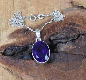 Joyería colgante de piedras preciosas de amatista para mujer, joyería de estilo bohemio de plata, colgante hecho a mano de tendencia de Plata de Ley 925, regalo para ella - Product Image 4