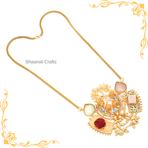 Collares chapados en oro de cadena larga chapados en oro de diseñador tradicional para mujeres y niñas para bodas y festivales - Product Image 2