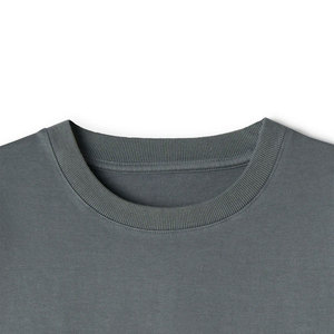 Camiseta con logotipo personalizado 300GSM Camiseta de algodón pesado Camiseta gris unisex Logotipo de bricolaje - Product Image 3