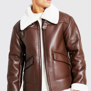Veste longue en cuir de mouton personnalisée de style High Street pour hommes manteau Bane manteau d'hiver - Product Image 3