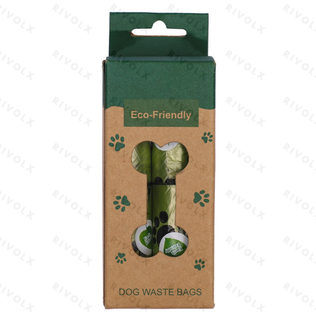 8 rolls of dark green printed garbage bags per box