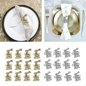 Elegant Rabbit Pattern <b>Easter</b> <b>Napkin</b> Ring High Quality Metal Table Decoration for Dinner Parties Impresses Your Guests - Product Image 6