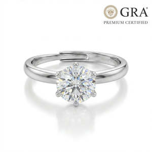 NOVAMART Fine Premium .8 Carat Moissanite Diamond Solitaire <b>925</b> <b>Silver</b> <b>Ring</b> for Women Free Size Wholesale Export - Product Image 3