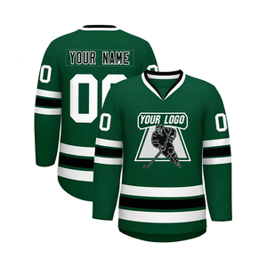 Maillot de hockey sur glace personnalisé bleu ciel, rayures rouges et blanches, col en V, logo des équipes sublimé, sans manches, unisexe, confortable, 100% polyester - Product Image 5