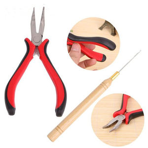 Alicate para extensiones de cabello, venta al por mayor, juego de herramientas para extensiones de cabello de trama de acero inoxidable con hilos de nailon, microperlas, agujas - Product Image 4