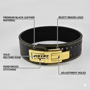 Cinturón de Gimnasio Rexfit de Cuero para Fisicoculturismo y Levantamiento de Pesas, Soporte Lumbar para Entrenamiento de Fuerza en el Gimnasio - Product Image 3