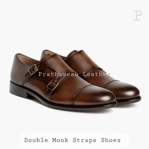 100% Genuine Real Natural Leather Monk <b>Straps</b> Dress Shoes Luxury Design Round Toe Upper Office Use Autumn Seasons Premium Shoes - Product Image 2