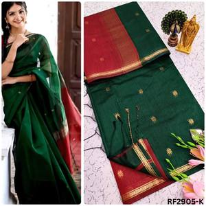 Saree en lin souple vibrant pour femme avec appel à double tonalité et détails Zari ornés Parfait pour les présentoirs de boutique et les commandes en gros - Product Image 6