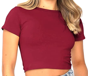 Custom Logo Front Women's Satin Ribbed Breathable Eco-Friendly O-Neck Crop Tank <b>Top</b> Summer Casual - Product Image 5