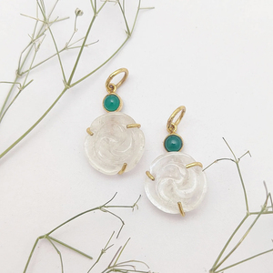 ควอทซ์สีชมพู15มม. 925แกะสลักกุหลาบชุดง่ามชุบทองจี้ทำด้วยมือสีชมพูทัวร์มาลีนสเตอร์ลิงเสน่ห์ - Product Image 2