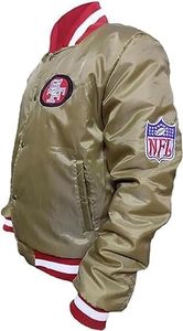 Blouson aviateur universitaire en satin Four T 9ers de haute qualité personnalisé pour hommes veste de l'équipe de football Letterman dorée - Product Image 4