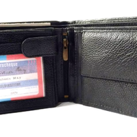 Portefeuille long pour homme en cuir pleine fleur avec fermeture éclair, porte-cartes multiples, fenêtre d'identification, design minimaliste, personnalisable