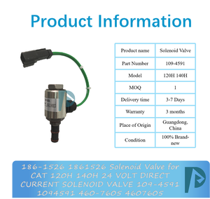 Válvula Solenoide para Excavadora 120H 140H 24V DC 186-1526/1861526 109-4591/1094591 460-7605/4607605, Repuestos - Product Image 3