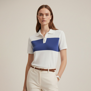 Polo Sportiva Estiva Personalizzata da Donna a Maniche Corte Traspirante Elasticizzata per <span class=keywords><strong>Golf</strong></span> e Tennis Maglia in Maglia - Product Image 4