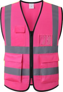 Tùy chỉnh 140gsm Polyester lưới Hi VIS phản quang vest Neon màu xanh lá cây an toàn bảo hộ lao động với in logo cho các kỹ sư và nhà xây dựng - Product Image 4