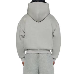 100% algodón en blanco 500GSM Boxy Hoodie grueso peso pesado de gran tamaño hombres logotipo personalizado sudaderas con capucha de lana - Product Image 3