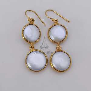 Coin Pearl <b>Earrings</b>, 18k gold filled Sterling Silver <b>Dangle</b> <b>Earrings</b> - Product Image 6
