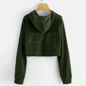 Top corto de mujer de calidad superior superventas sudaderas con capucha venta en línea tamaño personalizado Top corto sudaderas con capucha - Product Image 2