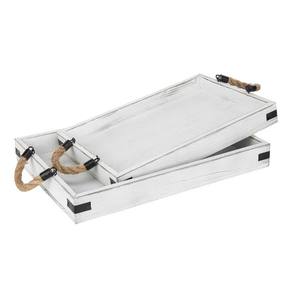 Paire de plateaux en bois de pin avec poignées en corde Plateau de service en bois personnalisé Plateaux décoratifs en bois-Idéal pour les hôtels, les restaurants et la maison - Product Image 3